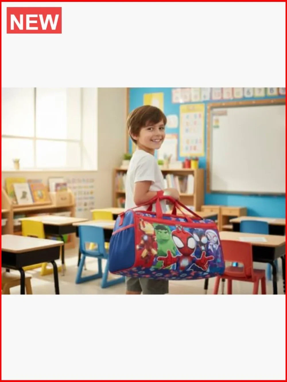 Kids Duffle Bag with Zipper Pocket, Mesh Sides & Strap - Travel & Sports